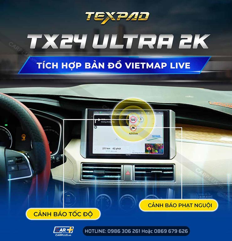 Màn hình android TexPad TX24 Ultra 2K cảnh báo giao thông