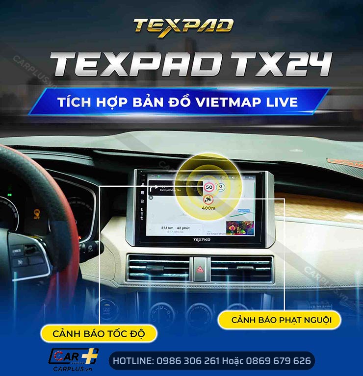 Màn hình android TexPad TX24 cảnh báo giao thông