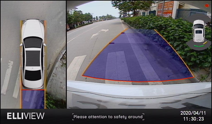 camera 360 ô tô hiển thị cảm biến đỗ xe