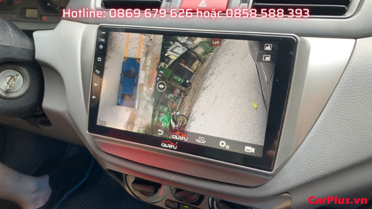 màn hình dvd android liền camera 360 carfu hiển thị đánh lái xi nhan