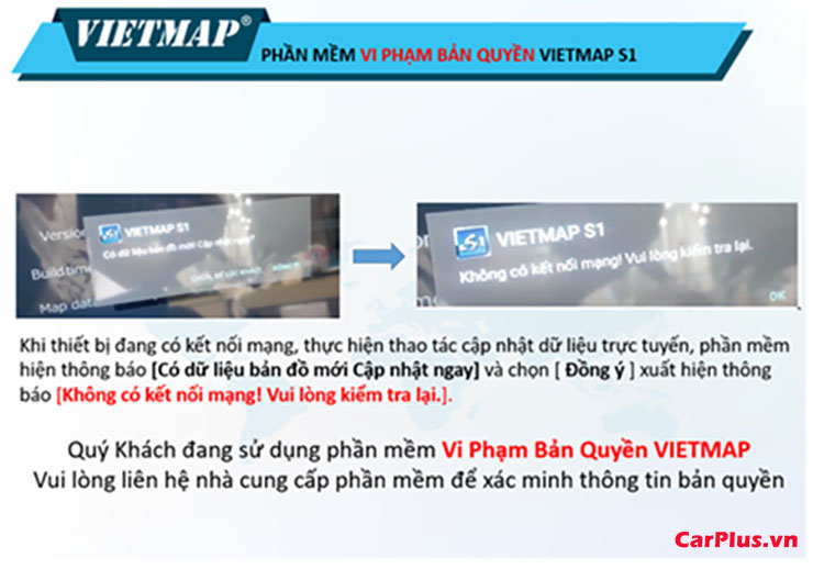 Liên hệ đại lí, nhà cung cấp xác minh bản quyền Vietmap S1