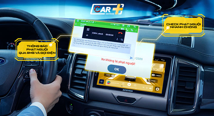 Màn hình Android xe Hyundai i10 thông báo, kiểm tra phạt nguội kịp thời