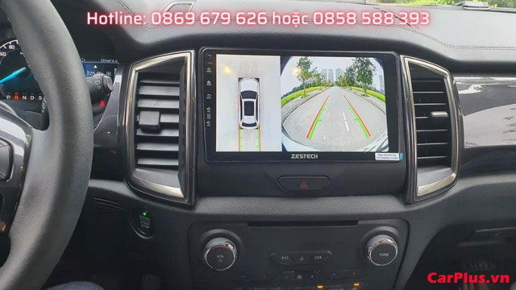 màn hình dvd android liền camera 360 zestech lắp trên ford rangers
