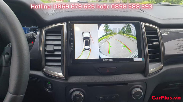 màn hình dvd android liền camera 360 ford rangers hiển thị đánh lái
